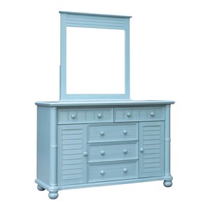 sunset trading cool breeze coastal wood dresser and mirror in beach blue