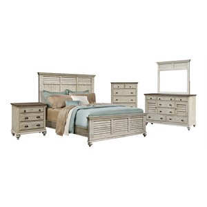 sunset trading shades of sand 5-piece wood queen bedroom set in cream/walnut