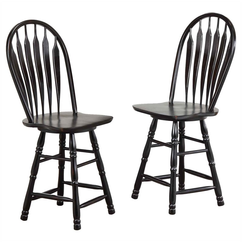 Sunset Trading 3-Piece Tile Top Wood Kitchen Island Set in Antique Black