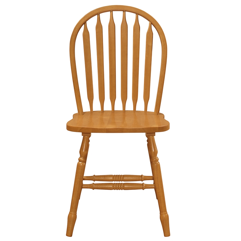 Selections Arrowback Windsor Dining Side Chair in Light Oak Solid Wood Set of 2