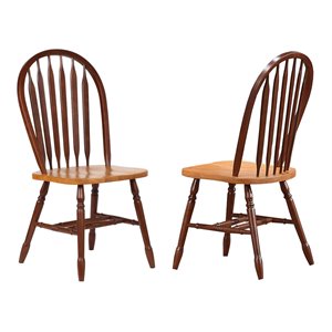 selections arrowback windsor dining chair nutmeg brown light oak wood set of 2