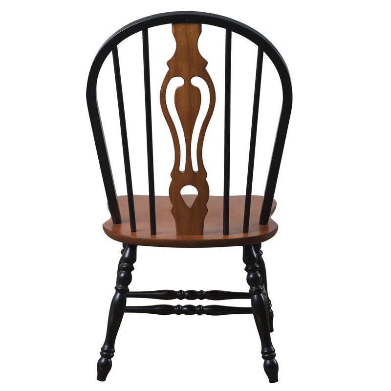Selections Keyhole Windsor Dining Side Chairs Black/Cherry Solid Wood Set of 2