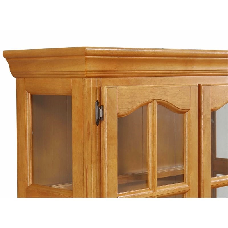 Sunset Trading Oak Selections Wood Keepsake Buffet and Lighted Hutch in Oak