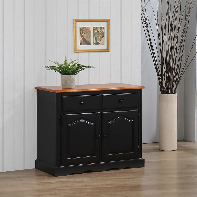 Sunset Trading Wood Keepsake Buffet in Distressed Antique Black/Cherry
