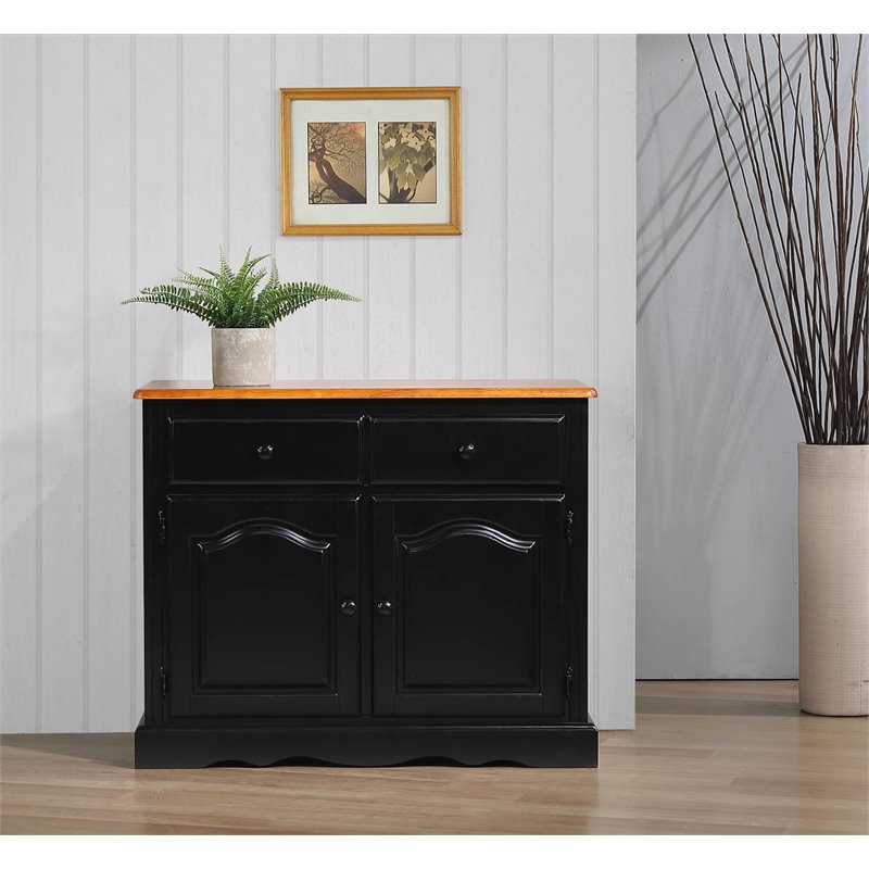 Sunset Trading Wood Keepsake Buffet in Distressed Antique Black/Cherry