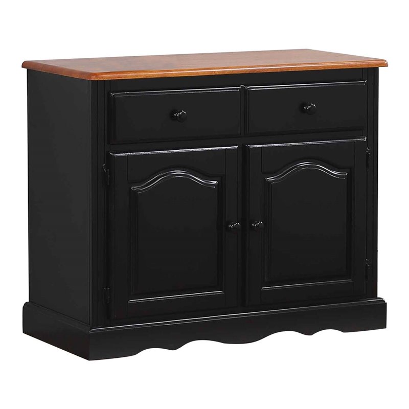 Sunset Trading Wood Keepsake Buffet in Distressed Antique Black/Cherry