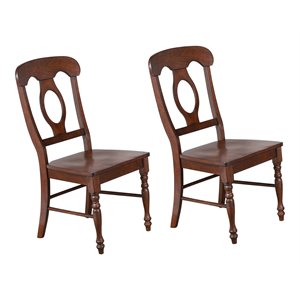 Sunset Trading Andrews 17.5&quot Dining Chairs in Chestnut Brown Wood (Set of 2)