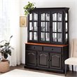 Sunset Trading Wood Treasure Buffet and Lighted Hutch in Antique Black/Cherry