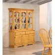 Sunset Trading Oak Selections Wood Treasure Buffet and Lighted Hutch in Oak