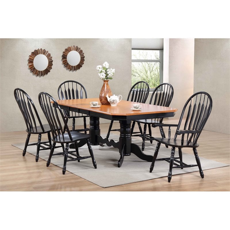 Selections Comfort Windsor Dining Armchair in Antique Black/Cherry Solid Wood