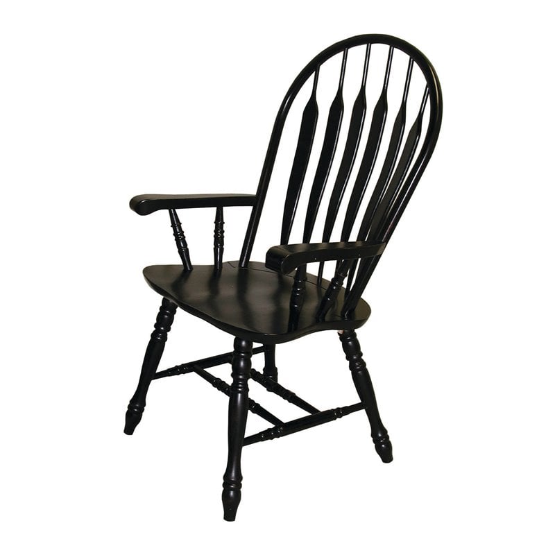 Selections Comfort Windsor Dining Armchair in Antique Black/Cherry Solid Wood