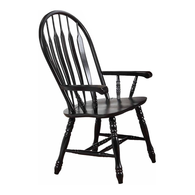 Selections Comfort Windsor Dining Armchair in Antique Black/Cherry Solid Wood