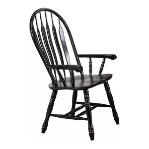 selections comfort windsor dining armchair in antique black/cherry solid wood
