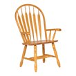 Selections Comfort Windsor Dining Chair with Arms Light Oak Solid Wood Armchair