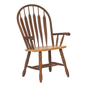 selections comfort windsor dining armchair in nutmeg brown/light oak solid wood