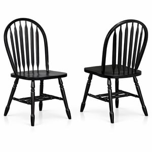 Selections Arrowback Windsor Dining Side Chair Black/Cherry Solid Wood Set of 2