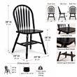 Selections Arrowback Windsor Dining Side Chair Black/Cherry Solid Wood Set of 2