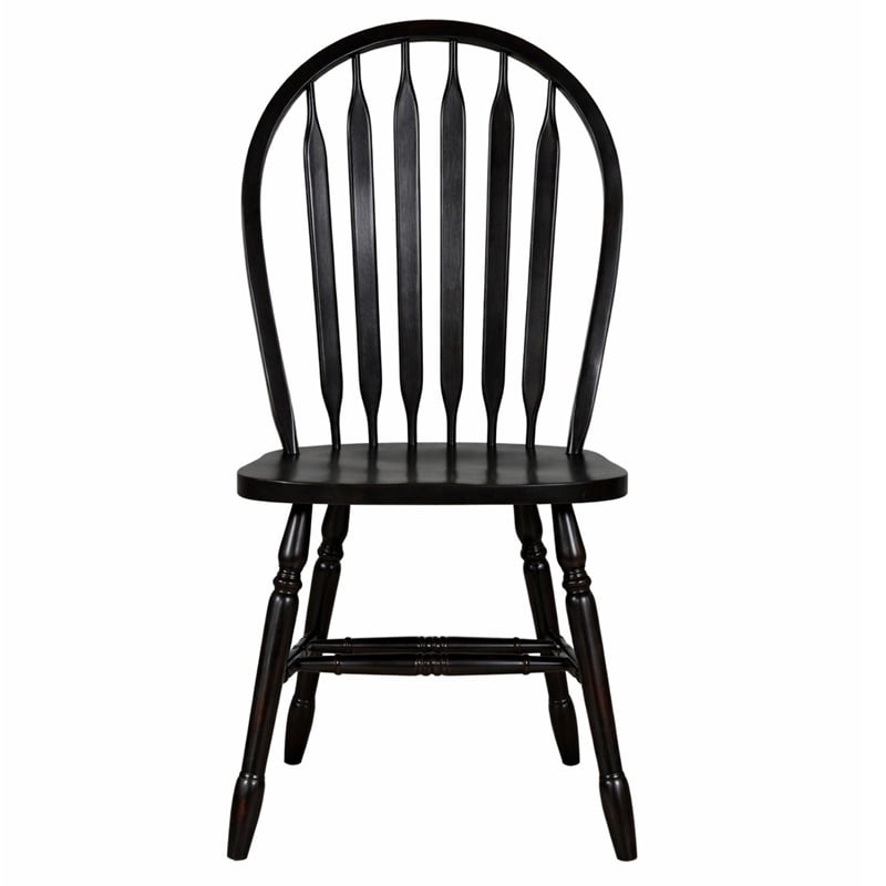 Selections Arrowback Windsor Dining Side Chair Black/Cherry Solid Wood Set of 2