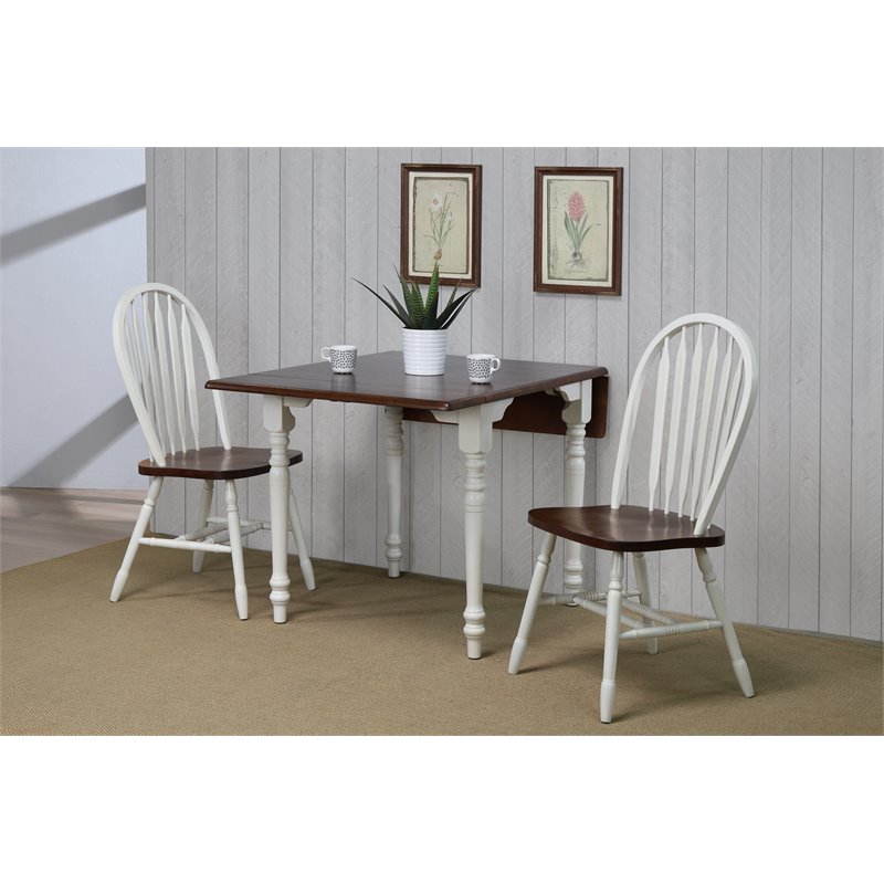 Andrew Arrowback Windsor Dining Chair Antique White/Chestnut Brown Wood Set of 2