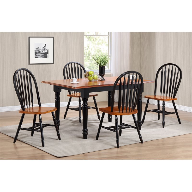 Selections Arrowback Windsor Dining Side Chair Black/Cherry Solid Wood Set of 2