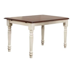 Sunset Trading Andrews 60&quot Extendable Leaf Wood Dining Table in White/Brown