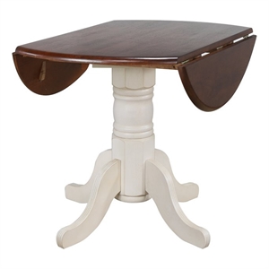 Sunset Trading Andrew 42&quot Round Extending Dropleaf Dining Table White/Brown Wood