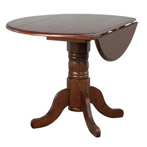 Sunset Trading Andrews 42&quot Round Dropleaf Dining Table Chestnut Brown Solid Wood