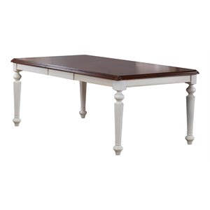 Sunset Trading Andrews 76&quot Butterfly Extendable Wood Dining Table in White/Brown