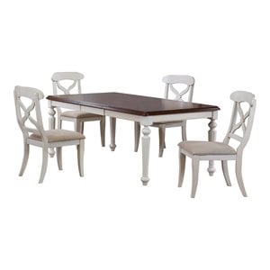 Sunset Trading Andrews 5-Piece 76&quot Butterfly Extendable Wood Dining Set in White