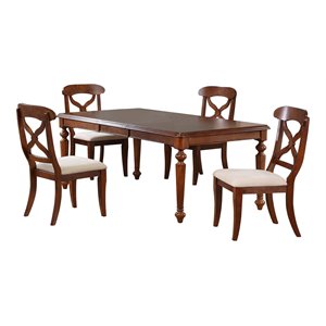 Sunset Trading Andrews 5-Piece 76&quot Butterfly Extendable Wood Dining Set in Brown