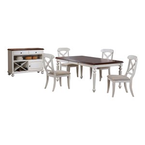 Sunset Trading Andrews 6-Piece 76&quot Butterfly Extendable Wood Dining Set in White