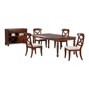 Sunset Trading Andrews 6-Piece 76&quot Butterfly Extendable Wood Dining Set in Brown