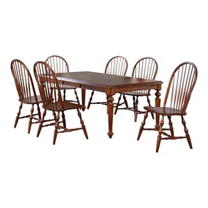 Sunset Trading Andrews 7-Piece 76&quot Extendable Wood Dining Set in Brown