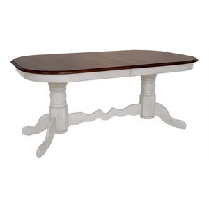 Sunset Trading Andrews 96&quot Butterfly Leaf Wood Dining Table in White/Brown