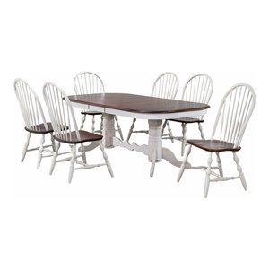 Sunset Trading Andrews 7-Piece 96&quot Extendable Wood Dining Set in White/Brown