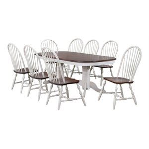 Sunset Trading Andrews 9-Piece 96&quot Extendable Wood Dining Set in White/Brown