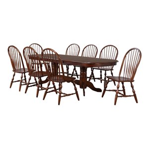 Sunset Trading Andrews 9-Piece 96&quot Butterfly Extendable Wood Dining Set in Brown