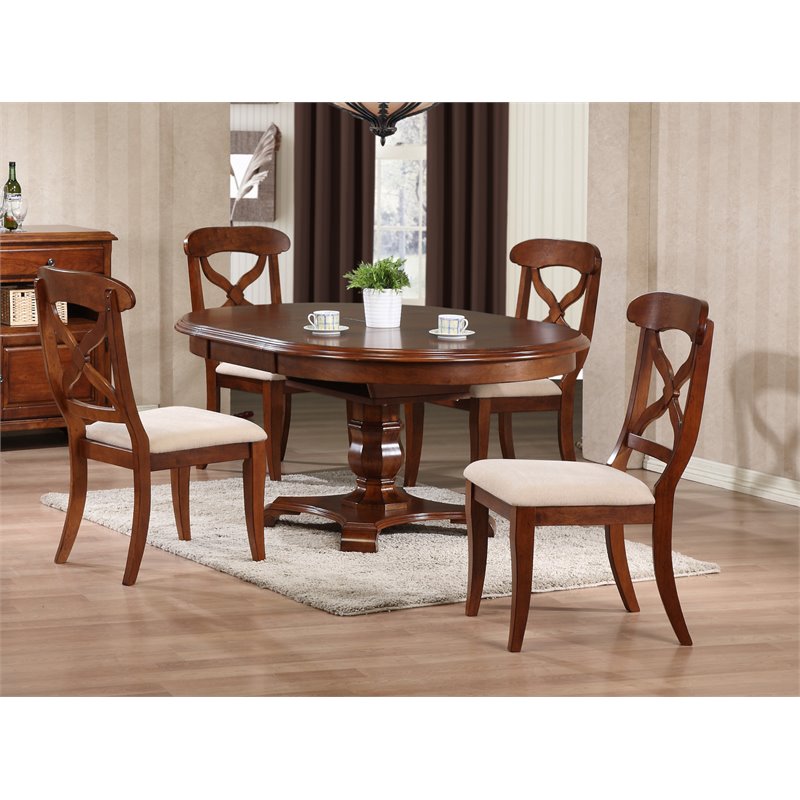 Sunset Trading Andrews 5PC Round/Oval Wood Extendable Dining Table Set in Brown