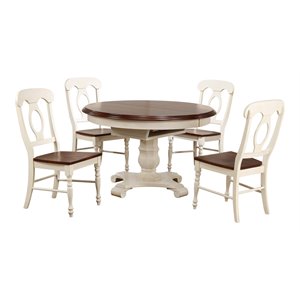 Sunset Trading Andrews 5PC Round/Oval Extending Dining Set Off White/Brown Wood