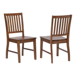 Sunset Trading Simply Brook 18&quot Brown Wood Slat Back Dining Chairs (Set of 2)