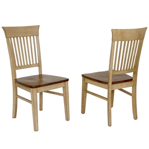 Sunset Trading Brook 18&quot Wood Fancy Slat Dining Chairs in Cream (Set of 2)