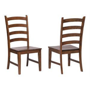 Sunset Trading Simply Brook 18&quot Ladder Wood Dining Chairs in Brown (Set of 2)