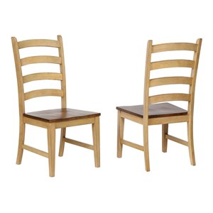Sunset Trading Brook 18&quot Wood Ladder Back Dining Chairs in Cream (Set of 2)