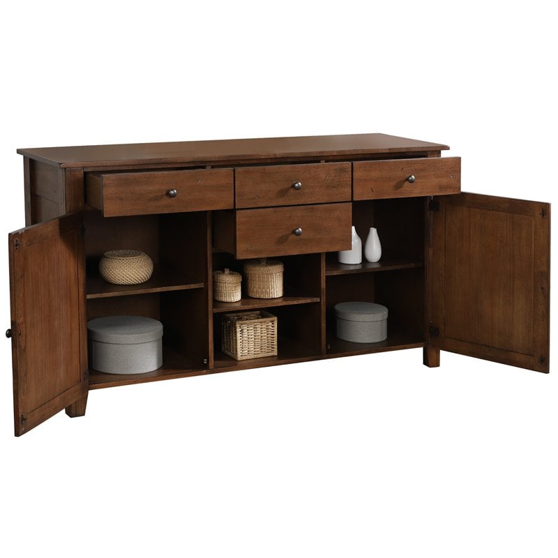 Sunset Trading Simply Brook Transitional Wood Sideboard Server in Amish Brown