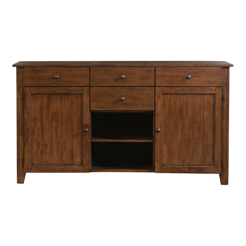 Sunset Trading Simply Brook Transitional Wood Sideboard Server in Amish Brown