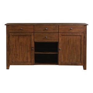 Sunset Trading Simply Brook Transitional Wood Sideboard Server in Amish Brown