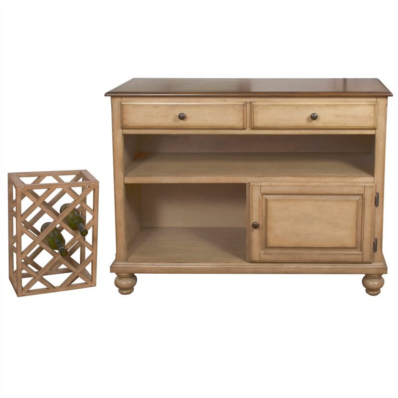 Sunset Trading Brook Transitional Wood Buffet Server/Wine Storage in Cream/Brown