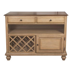 sunset trading brook transitional wood buffet server/wine storage in cream/brown