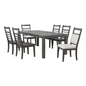 Sunset Trading Shades of Gray 7-Piece 82&quot Rectangular Wood Dining Set in Gray