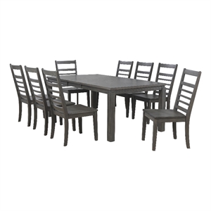 Sunset Trading Shades of Gray 9-Piece 82&quot Rectangular Wood Dining Set in Gray